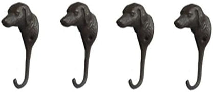 Cast Iron Dog Face Key Hooks (Set of 4)