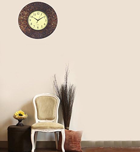 19" Amber Comb Mosaic Wall Clock with Black Cement, Arabic Number Glass Dial 9.5"