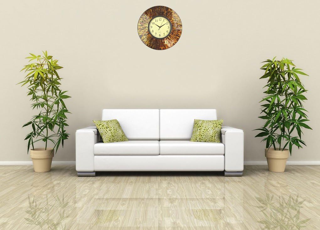 19" Baltic Amber Mosaic Wall Clock with 9.5" Brown Arabic Glass Dial