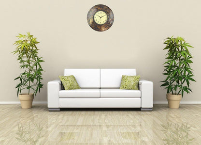 19" Amber Crush Mosaic Wall Clock, Arabic Number Dial 9.5"