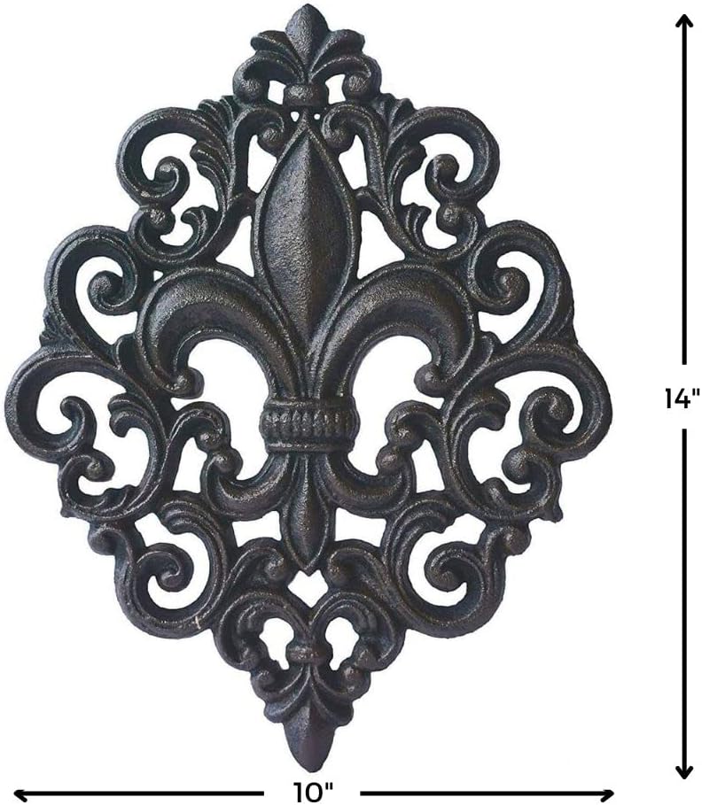 Cast Iron 14" Fleur De Lis Decoration Plaque