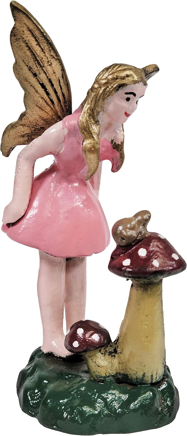 Cast Iron Pink Standing Fairy Garden Decor Fairy Garden Accessories 2.5 X 5.5 Inches