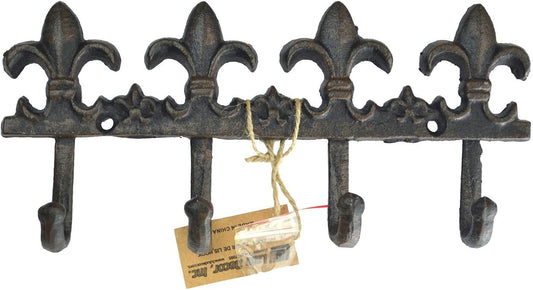 Cast Iron Fleur De Lis Decorative Wall Key Hooks