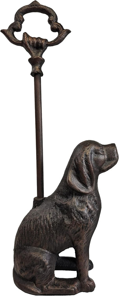 Cast Iron Decorative Dog Door Stopper with Rod, 5 lbs