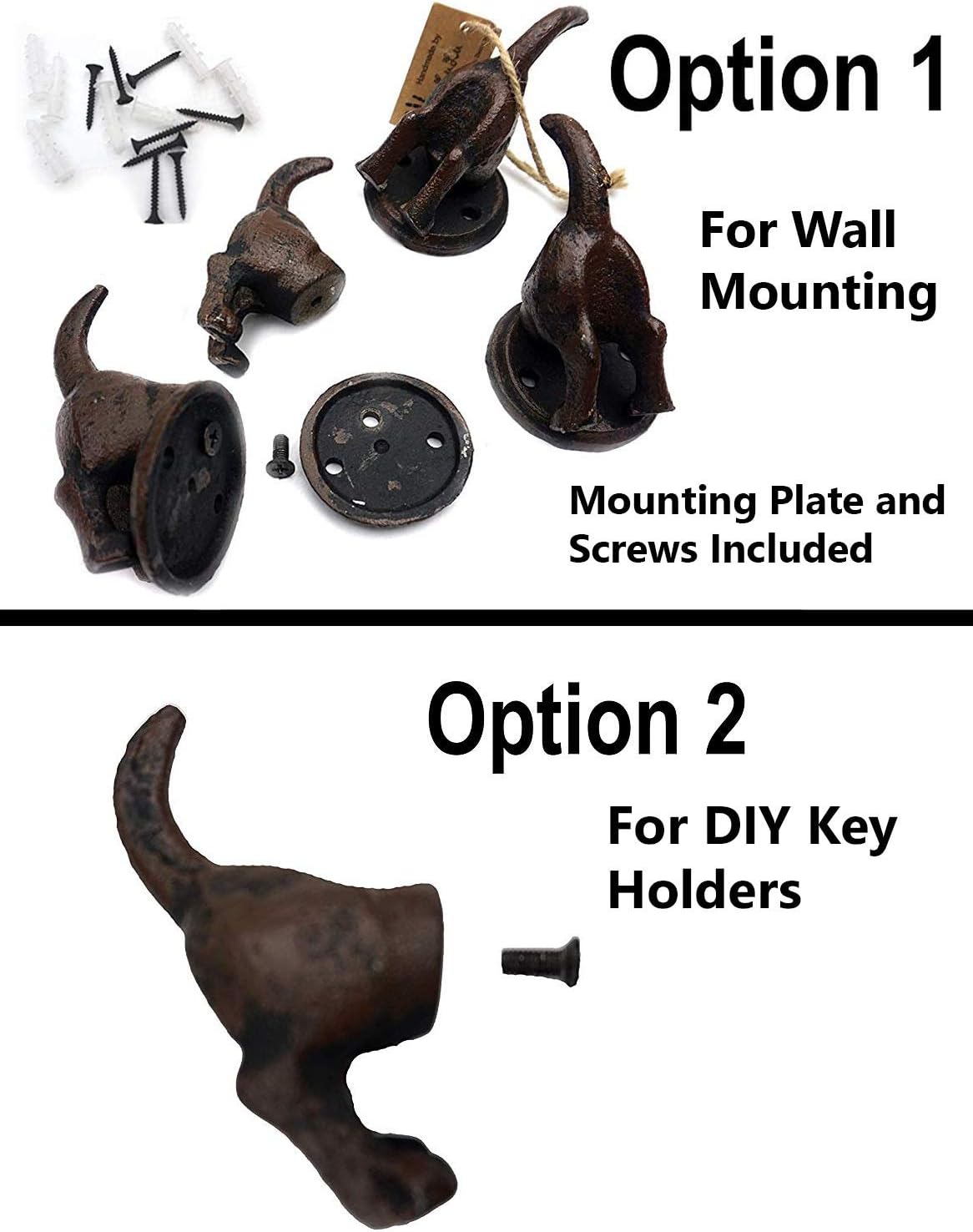 Cast Iron Dog Tail Heavy Duty Key Loose Hooks