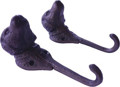 Cast Iron Dog Face Key Hooks (Set of 4)