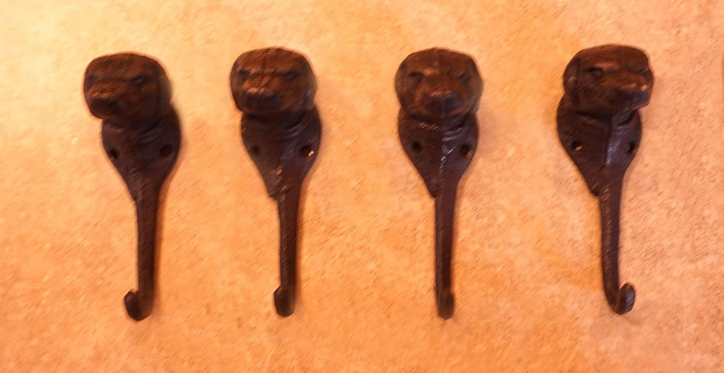 Cast Iron Dog Face Key Hooks (Set of 4)