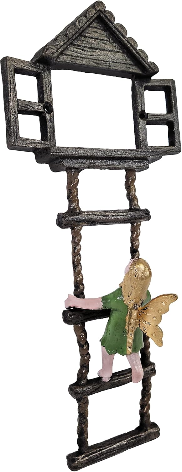 100% Cast Iron Fairy Window Garden Decor