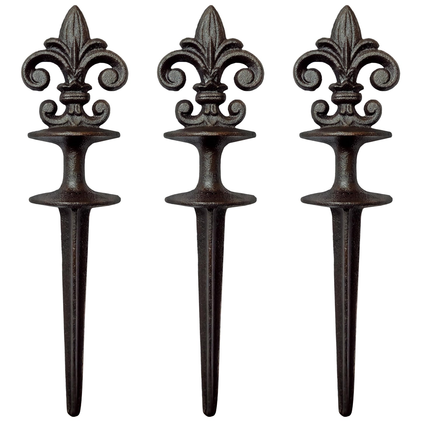 Antique Black Cast Iron Garden Fleur de lis Hose Guides