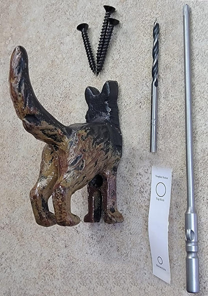 Cast Iron German Shepard Dog Tail Hooks (4 Dog Tail Hooks)