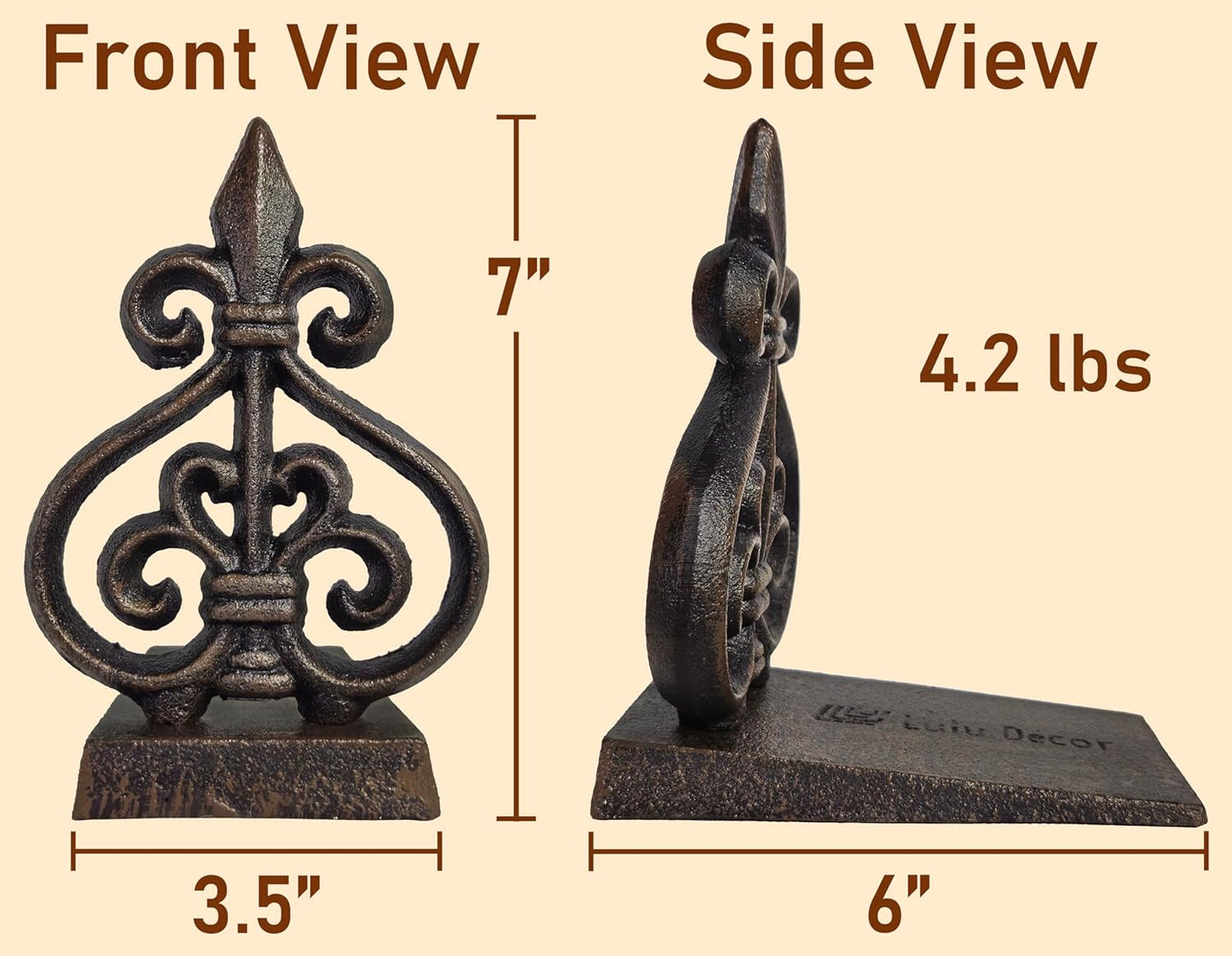 Cast Iron Fleur De Lis Door Stopper - 4.2 lbs