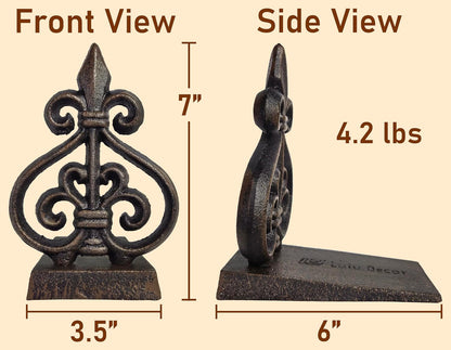 Cast Iron Fleur De Lis Door Stopper - 4.2 lbs