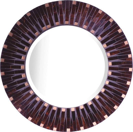 Amber Dot Mosaic Wall Mirror, Frame Measures 16", Beveled Mirror Measures 9.5"