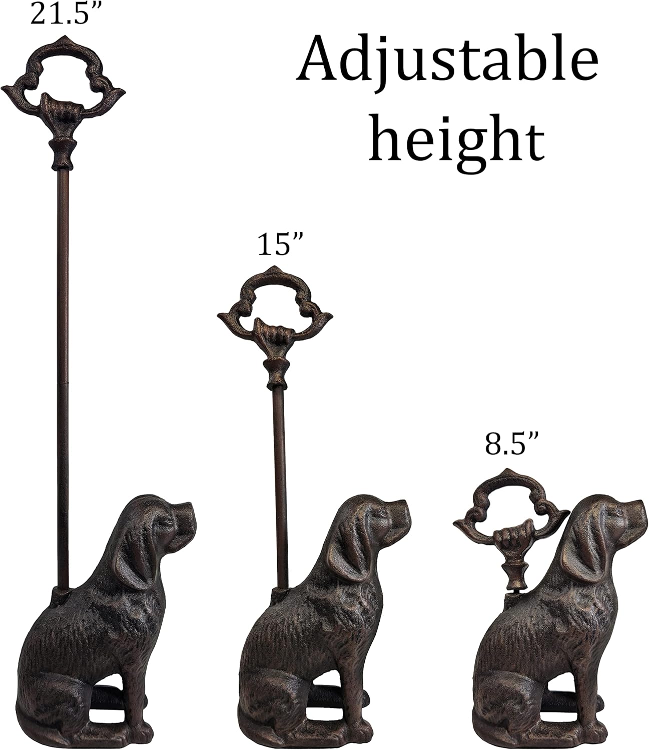 Cast Iron Decorative Dog Door Stopper with Rod, 5 lbs