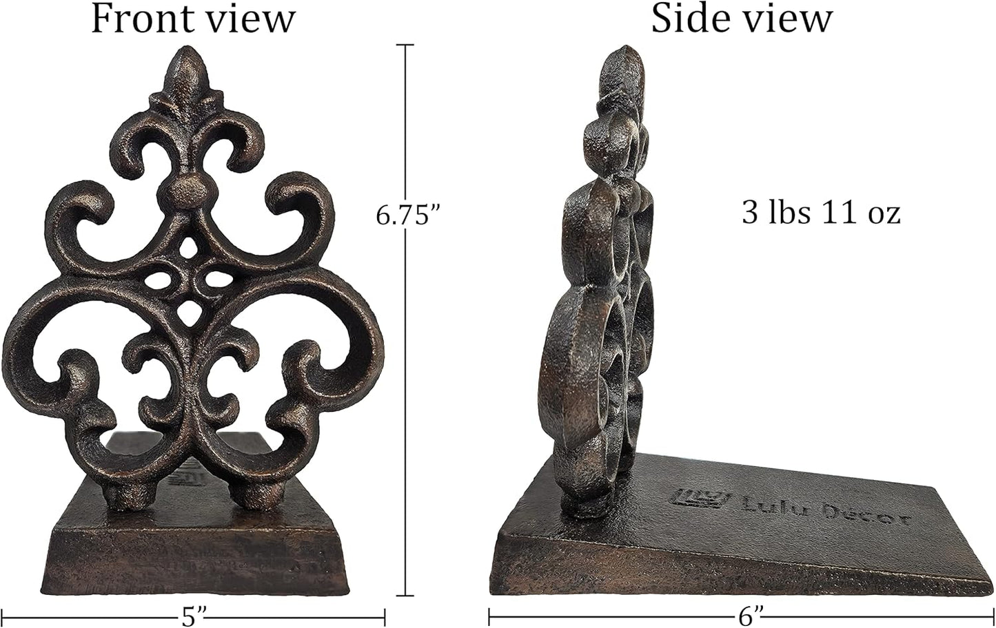 Cast Iron Fleur De Lis Door Stopper in Antique Black Finish