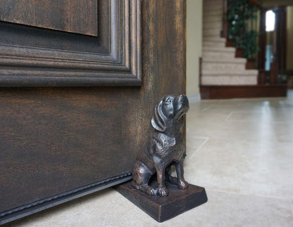 Cast Iron Heavy Duty 6 lbs 8 oz Dog Door Stopper with Base, Measures 7" H, 3.5" W and 8.25" L