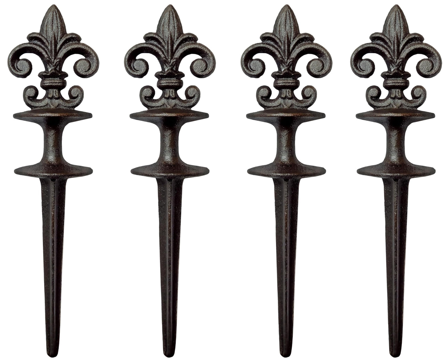 Antique Black Cast Iron Garden Fleur de lis Hose Guides