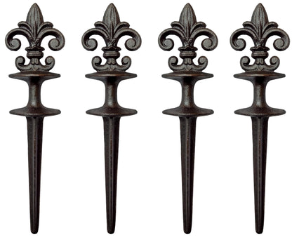 Antique Black Cast Iron Garden Fleur de lis Hose Guides