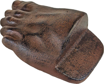 Heavy Cast Iron Foot Door Stopper with Realistic Brown Finish (5.8 lb)