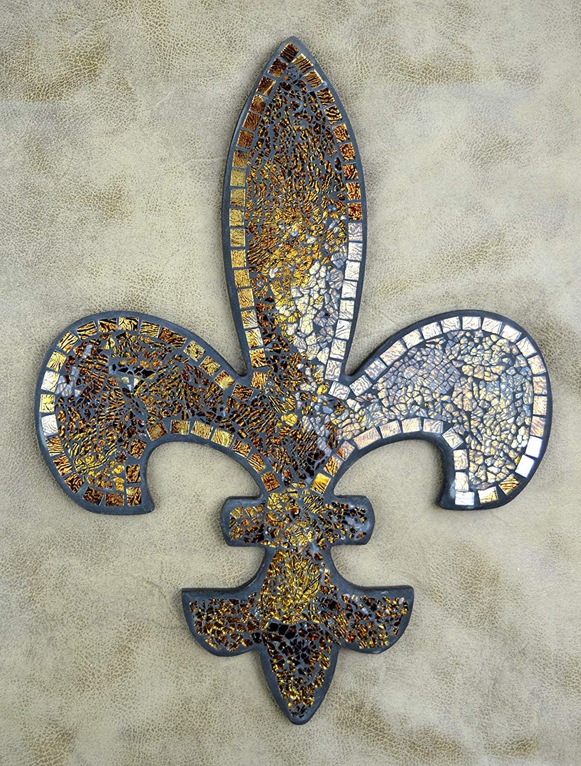 Fleur De Lis Wall Decor, Mosaic Decorative Plaque