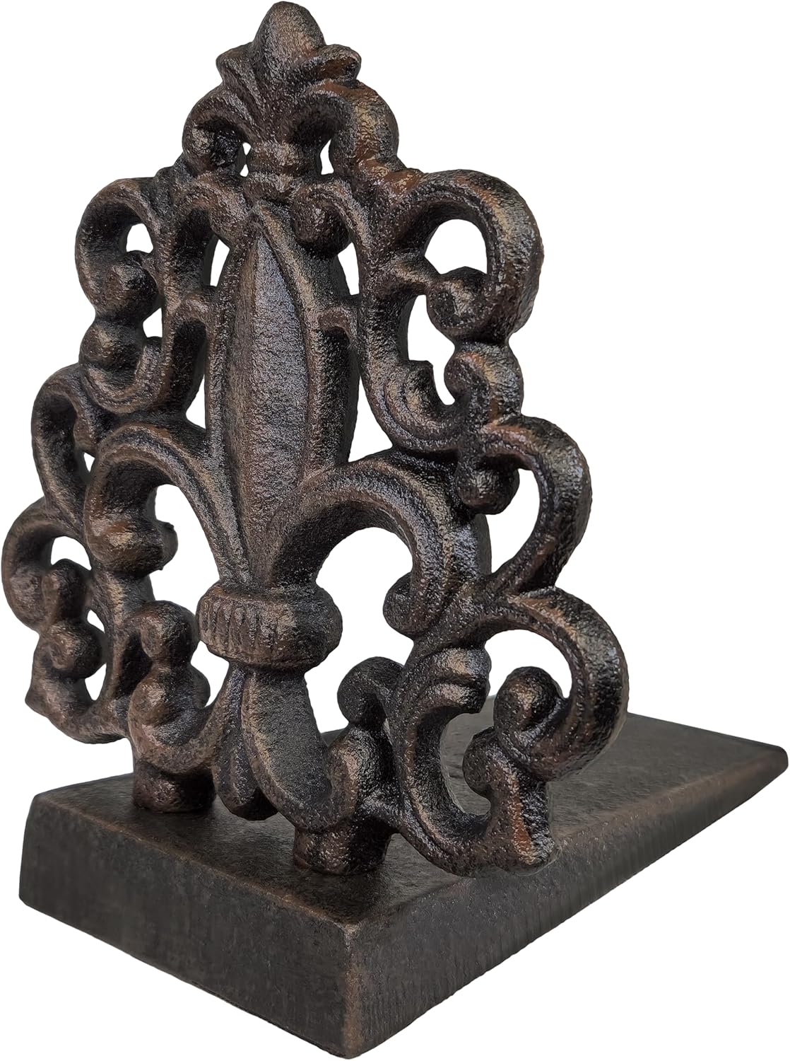 Cast Iron Fleur De Lis Door Stopper in Antique Black - 4 lbs 10 oz