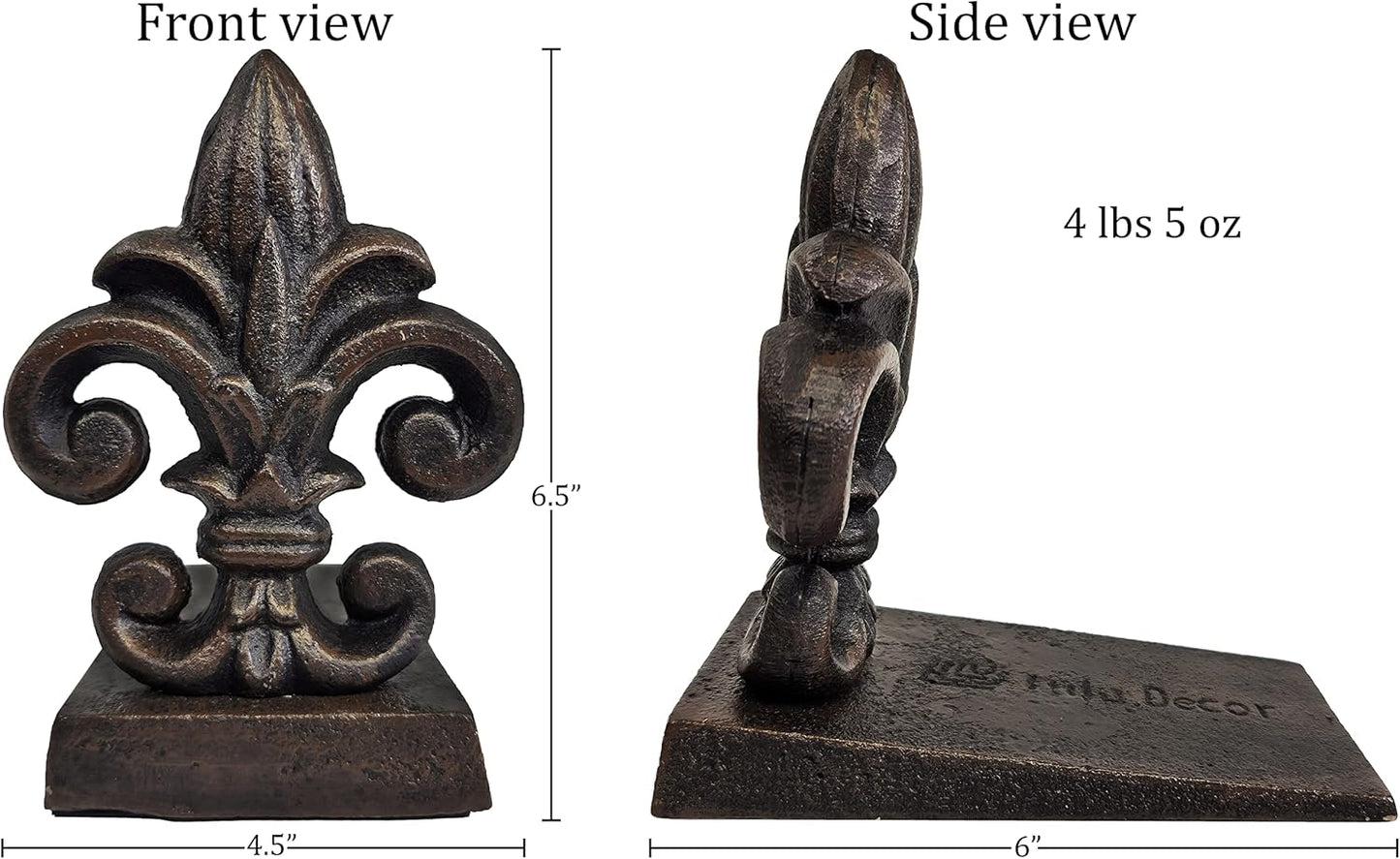 Cast Iron Fleur De Lis Door Stopper, 4 lbs 5 oz, 6.50" H, 6" L