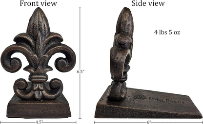 Cast Iron Fleur De Lis Door Stopper, 4 lbs 5 oz, 6.50" H, 6" L