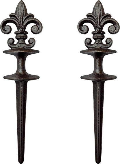 Antique Black Cast Iron Garden Fleur de lis Hose Guides