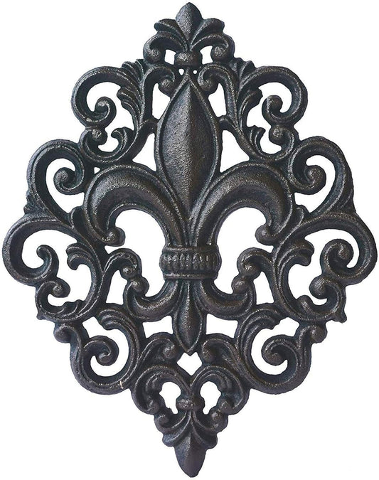 Cast Iron 14" Fleur De Lis Decoration Plaque