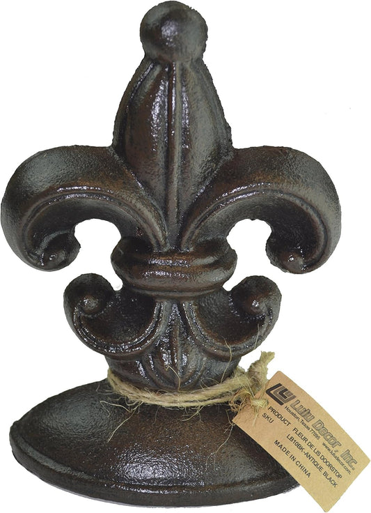 Cast Iron Fleur De Lis Door Stopper, 5" x 3.5" x 7"