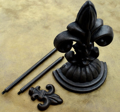 Fleur De Lis Door Stop with Handle (Antique Black)