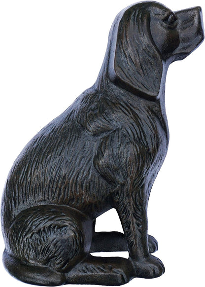 Cast Iron Dog Statue Doorstops, Garden Decor (Black 14lbs)