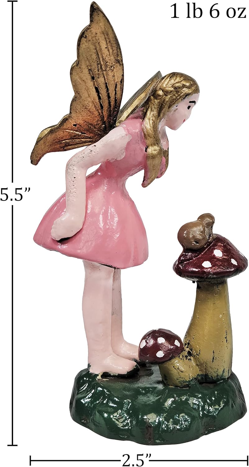 Cast Iron Pink Standing Fairy Garden Decor Fairy Garden Accessories 2.5 X 5.5 Inches