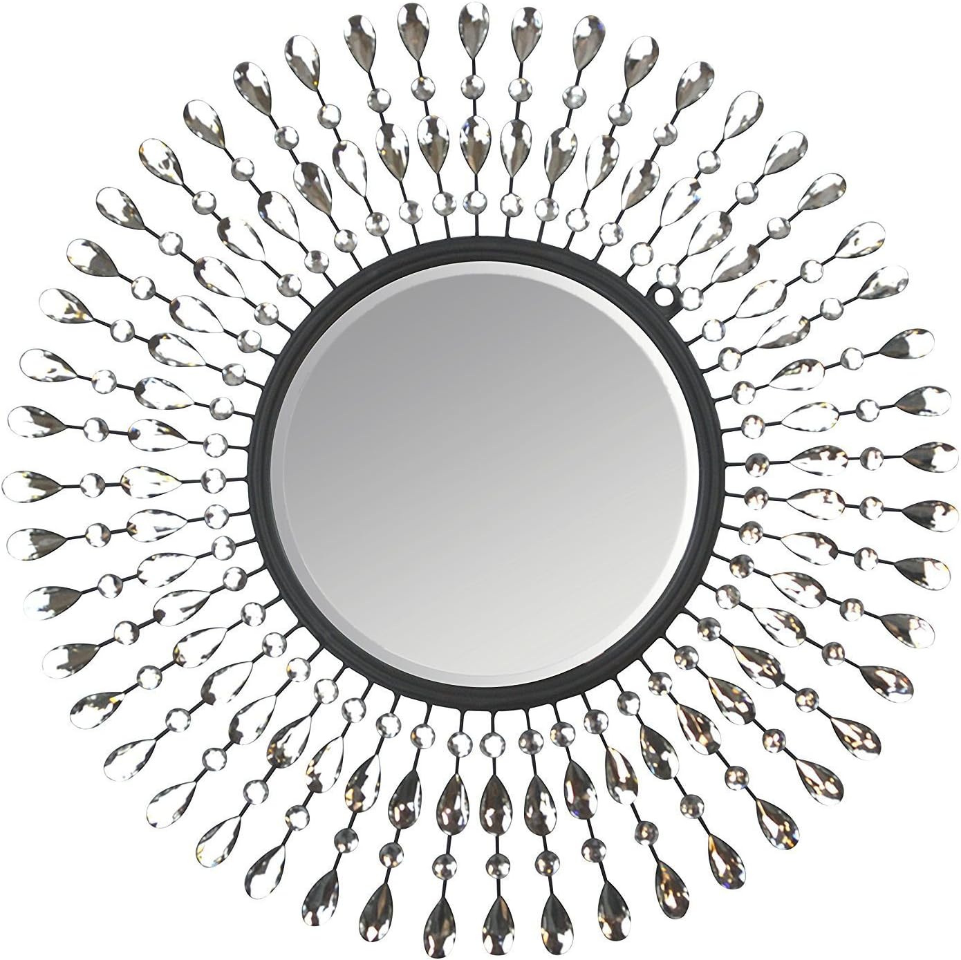 Pearl Drop Metal Wall Mirror, Frame Size 25"