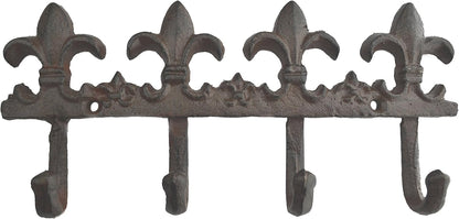 Cast Iron Fleur De Lis Decorative Wall Key Hooks