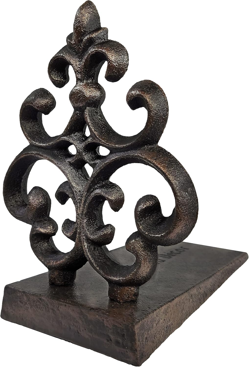 Cast Iron Fleur De Lis Door Stopper in Antique Black Finish