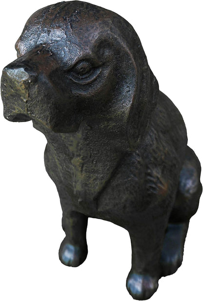 Cast Iron Dog Statue Doorstops, Garden Decor (Black 14lbs)