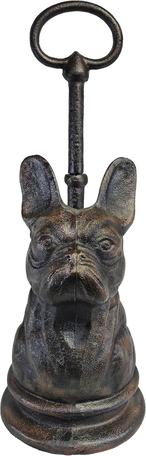 French Bulldog Cast Iron Heavy Door Stopper with Adjustable Handle (8.5 lb)