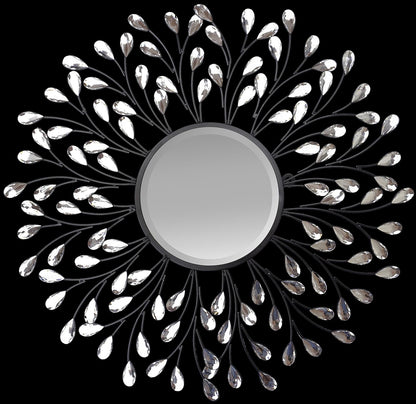 24" Decorative Crystal Metal Vine Wall Mirror, Beveled Mirror 11"