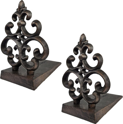 Cast Iron Fleur De Lis Door Stopper in Antique Black Finish