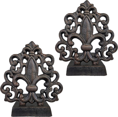 Cast Iron Fleur De Lis Door Stopper in Antique Black - 4 lbs 10 oz