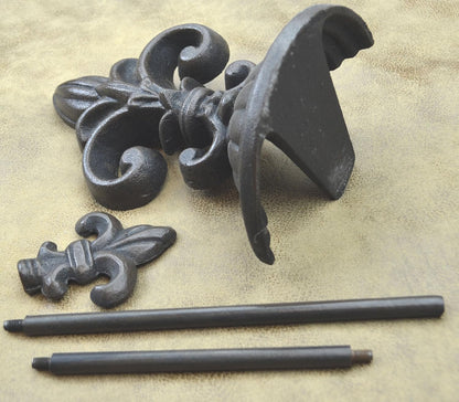 Fleur De Lis Door Stop with Handle (Antique Black)