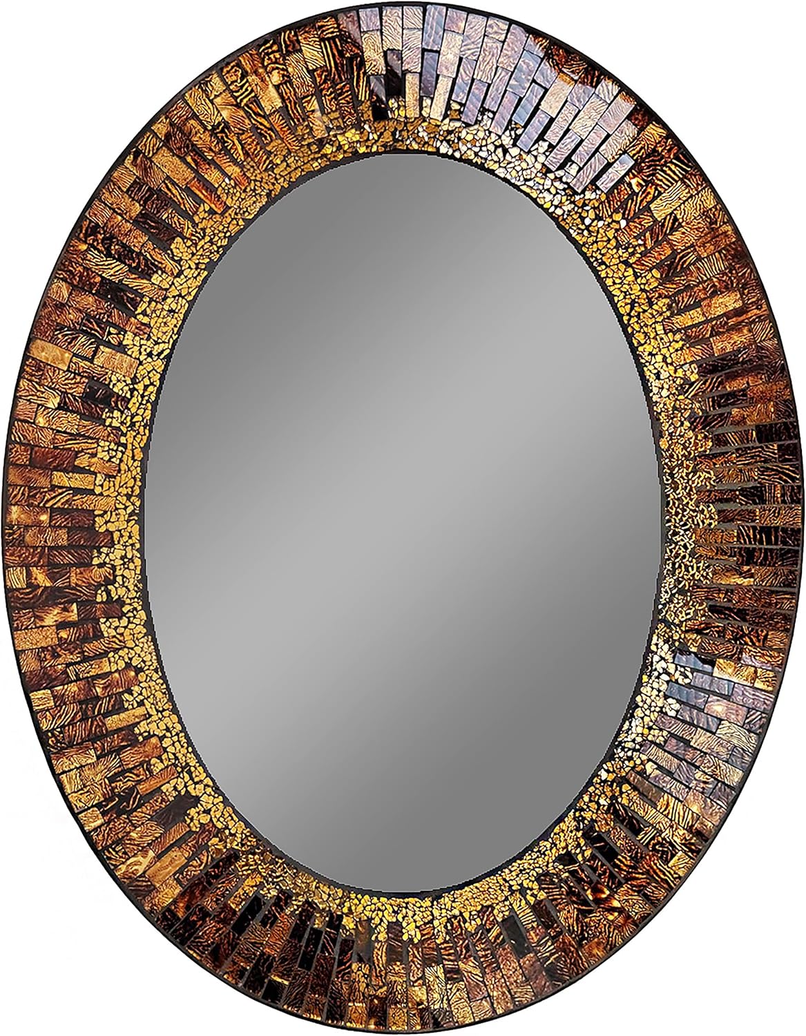 Decorative Handmade Amber Oval Mosaic Wall Mirror