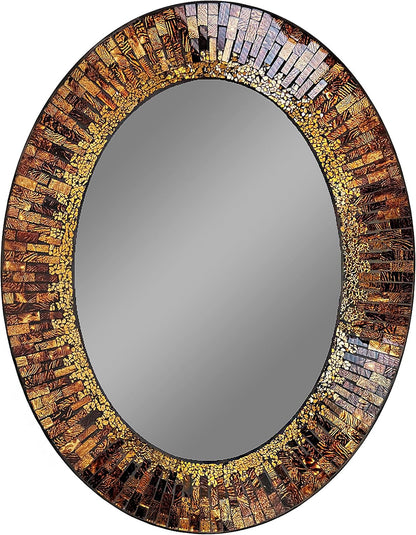 Decorative Handmade Amber Oval Mosaic Wall Mirror