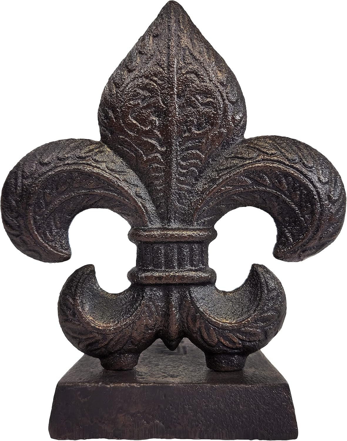 Cast Iron Fleur De Lis Door Stopper with Embossed Antique Finish, 4lbs 4oz