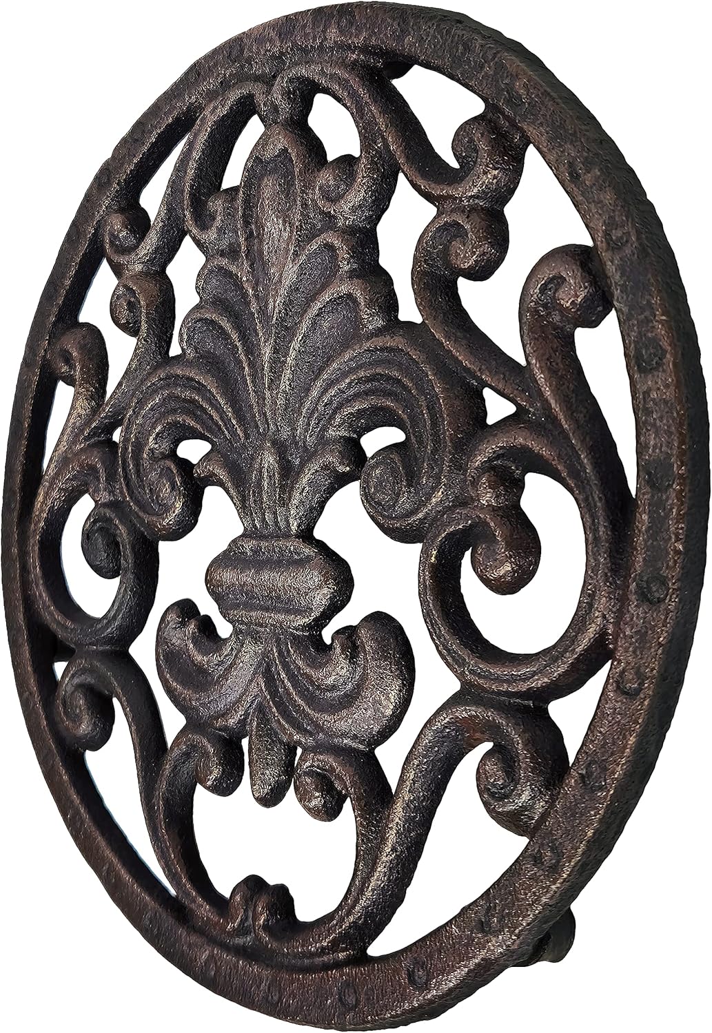 Cast Iron Circle Fleur de lis Trivet or Wall Decoration