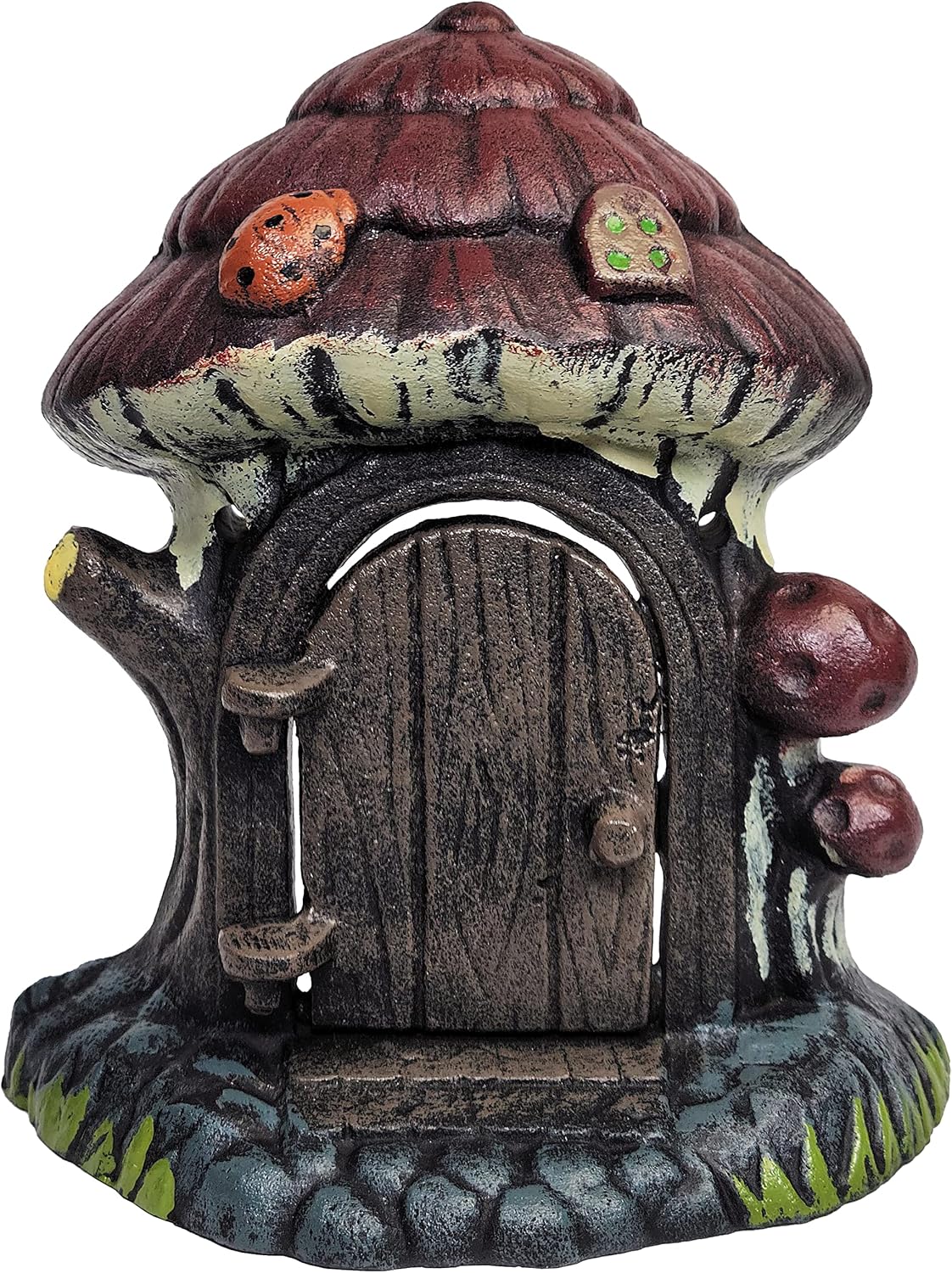 Cast Iron House Fairy Door Garden Decor Fairy Garden Accessories 5.5 X 6 Inches (Mushroom Design)