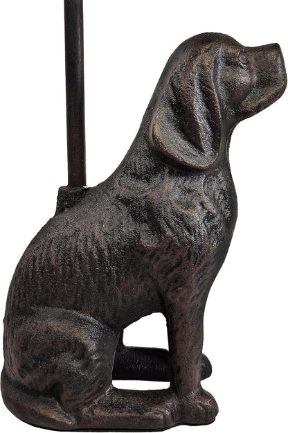 Cast Iron Decorative Dog Door Stopper with Rod, 5 lbs