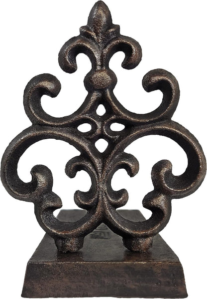 Cast Iron Fleur De Lis Door Stopper in Antique Black Finish