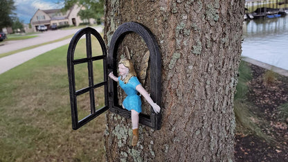 Cast Iron Fairy Tree Window, Hugger Tree Garden Decor Big 11 x 7 inches